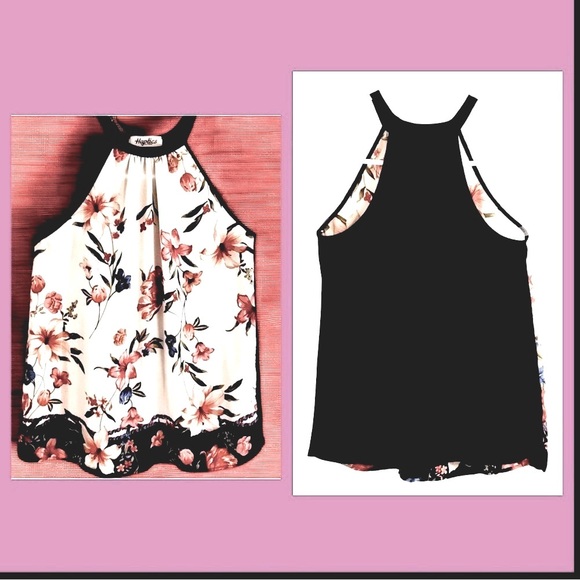 Scuba Neck Top, Sleeveless, Dark Navy & Floral, M, by Haptics - Picture 4 of 6